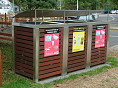EM235 Bennelong Bin Enclosure 240L Triple, angled hood, timber battens - custom Wollongong City Council.jpg